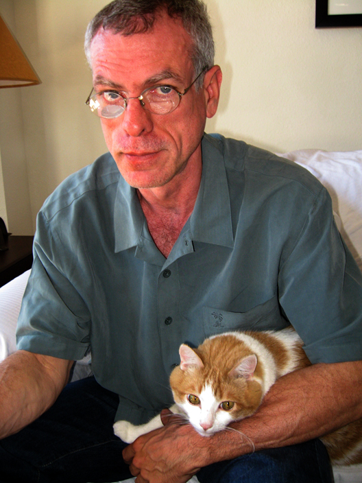 Steve Schalchlin with Thurber the cat
