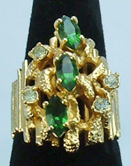 Faux Emerald and Rhinestone Ring