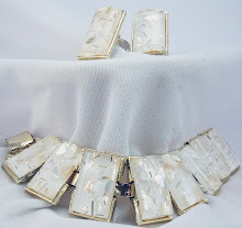 1950s White Confetti Bracelet and Ear Clips