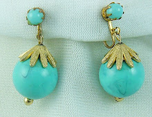 Fab Faux Turquoise Earrings with Gold accents