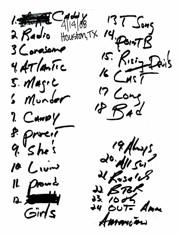 Bruce Springsteen and The E Street Band - 04/14/08 Set List (Courtesy of Backstreets.com)