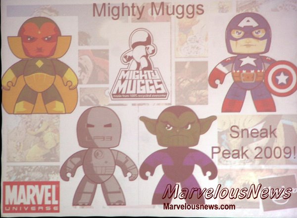 San Diego Comic-Con - 2009 Marvel Legends Mighty Muggs - Marvel Legends Wave 4 - Vision, Ultimate Captain America, Iron Man Version 1, Skrull