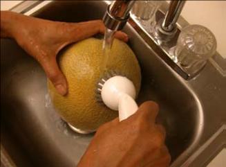 cleaning cantaloupe