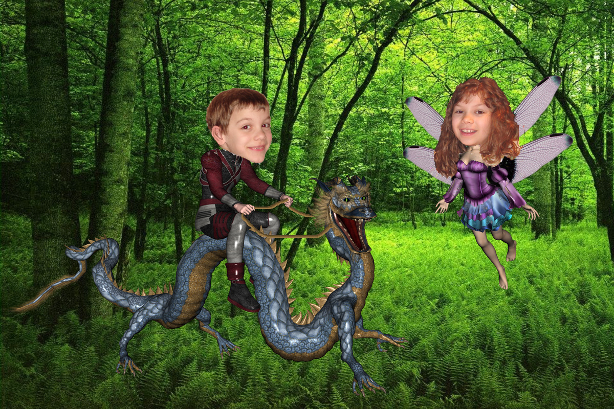 Mythical Meeting in the Forest - Dragon Rider and Fairy