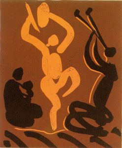 [PicassoMère,+danseur+et+musicien+(Bacchanale+avec+une+femme+assise+tenant+un+bébé)1959.jpg]