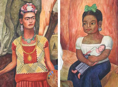 Close up of the Frida Kahlo portion juxtaposed to the part with the little girl