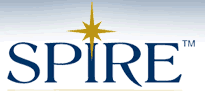 Logo that has the word SPIRE with a cross-shaped star dotting the letter I