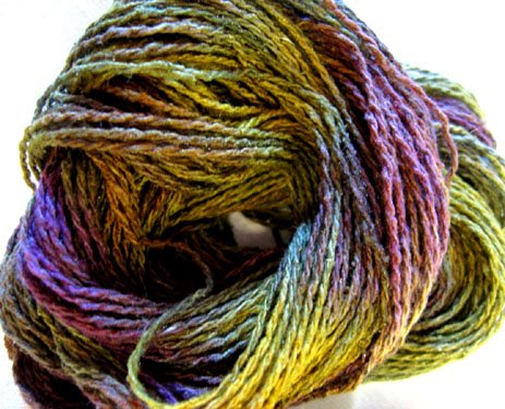 Dyed silk yarn in Kelp colorway