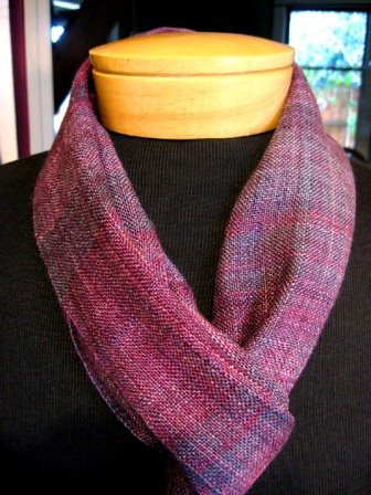 Hand dyed, handspun small silk scarf