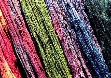Skeins of yarn dyed with natural dyes