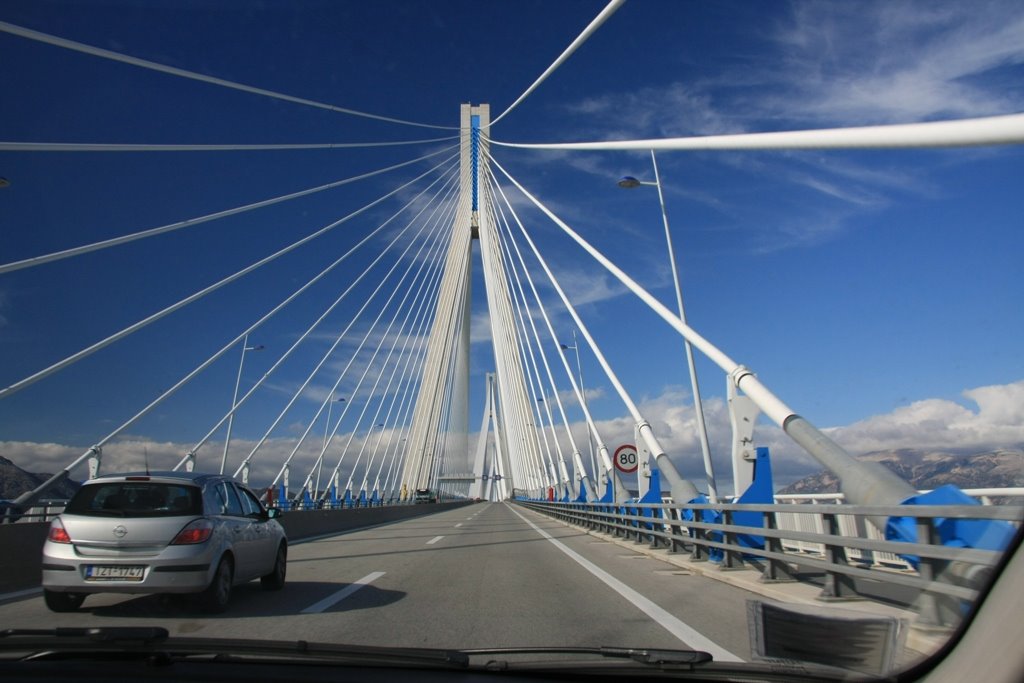 Driving Over the Rio-Antirio Bridge - Greece