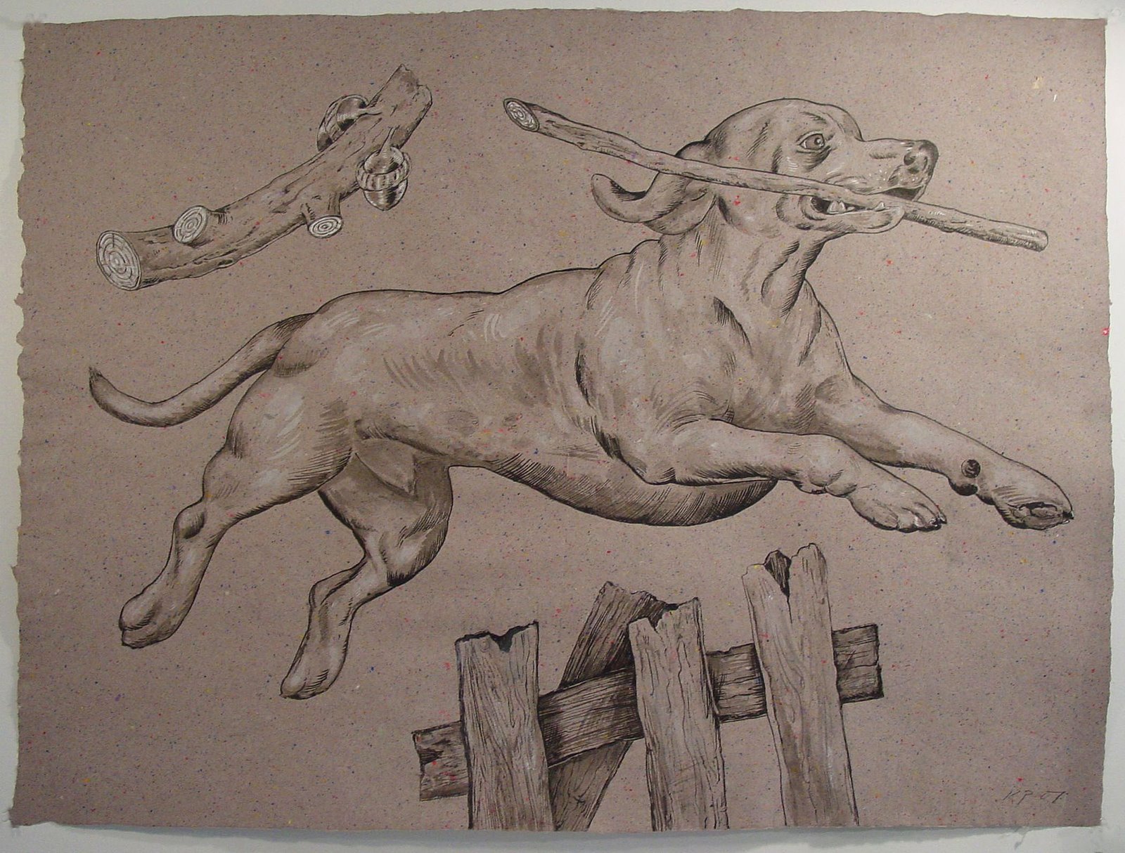 Buddy II (Leap of Faith) 2007 40x30 Ink On Artist's Made Paper