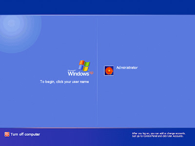 compaq logon screen. the Windows login screen.