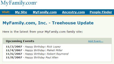 E-mail announcing Allen's birthday