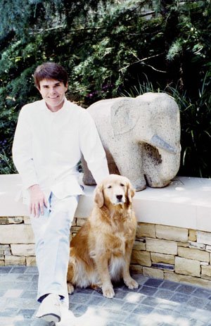 Dean Koontz with his dog Trixie