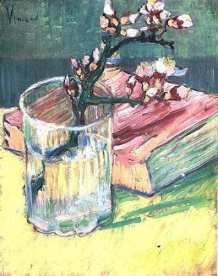 Van Gogh  Cartas a Tho I Blossoming+Almond+Branch+in+a+glass+with+a+book+Van+Gogh