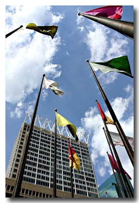Flags McKeldin Square Baltimore Maryland