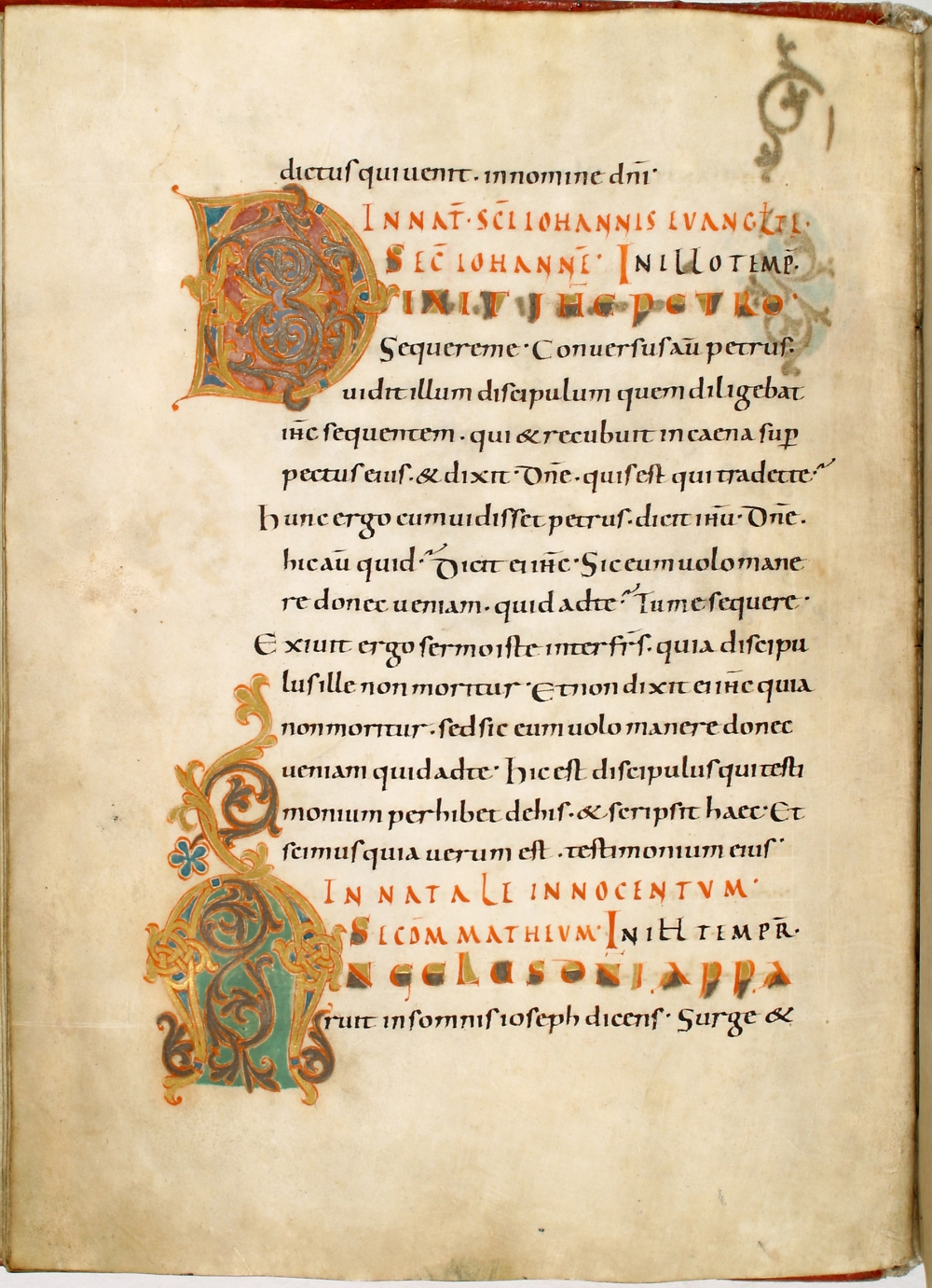 illuminated letters in 10th century monastery manuscript