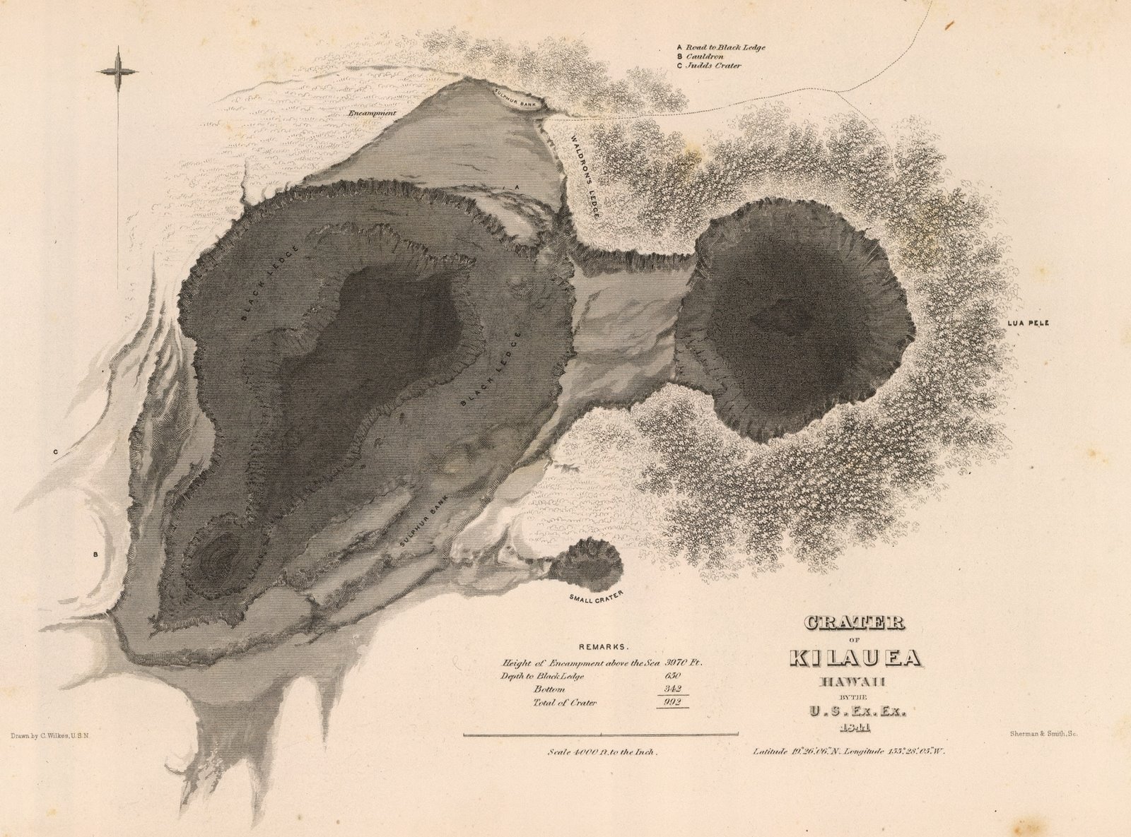 1845 Crater map - Hawaii