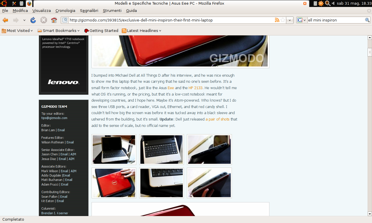 Possibile aspetto di Firefox aperto in Ubuntu Netbook-Remix