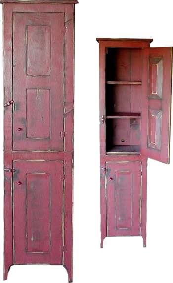 chimney cupboard, red, shown open and closed