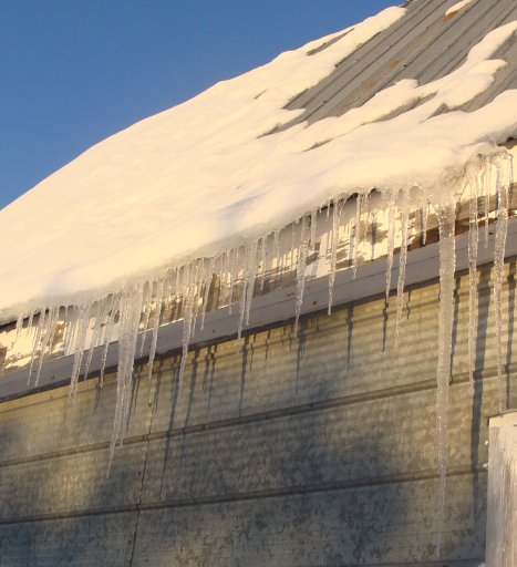 Icicles on barn roof