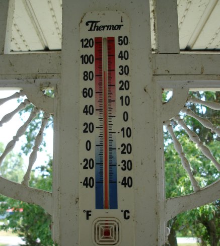 thermometer at nearly 30 degrees celsius