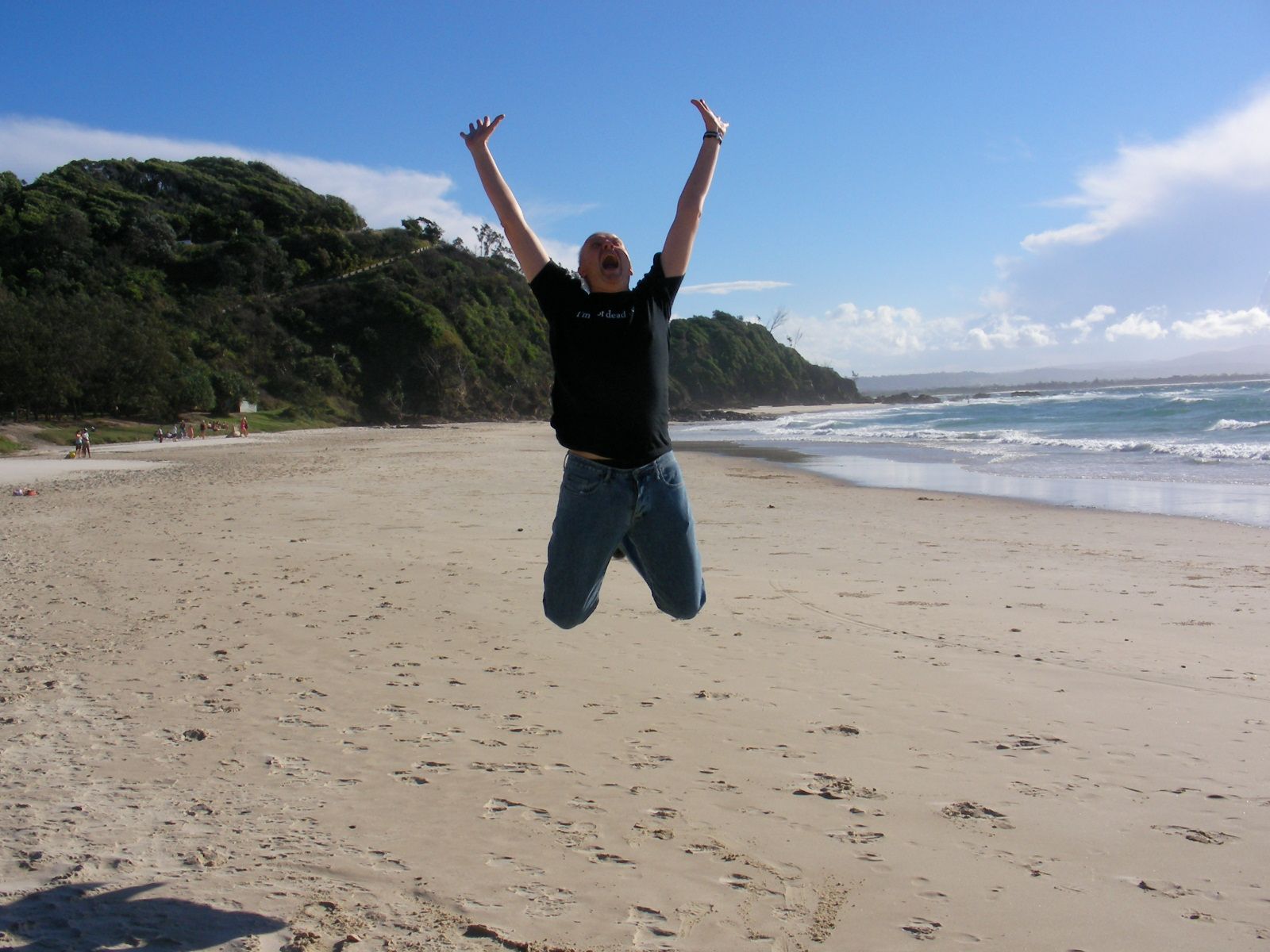 Jumping for joy in Byron Bay
