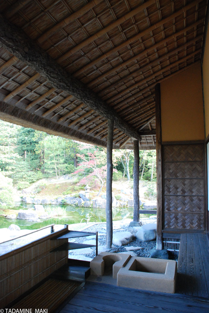 a veranda with some equipment for casual tea ceremony, at Katsura Imperial Villa, in Kyoto