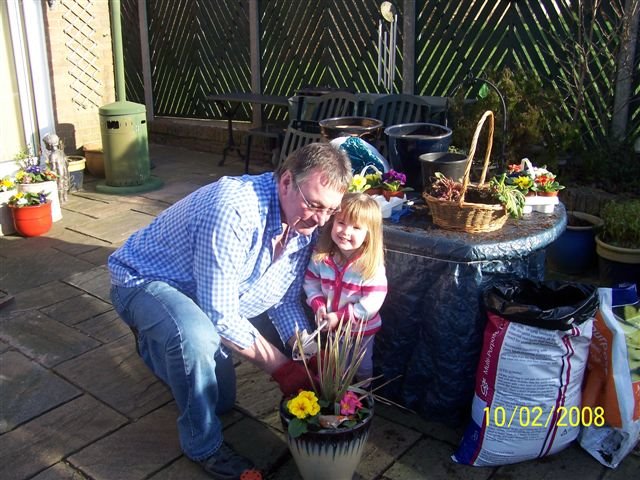 Bill in the garden with Niamh