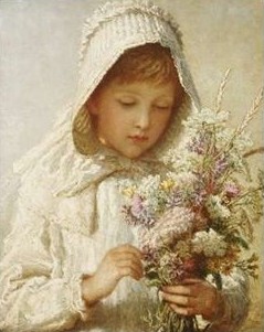 [COP27119204401~The-Month-of-September-a-Young-Girl-in-White-Holding-a-Bunch-of-Flowers-Posters.+cropped.jpg]