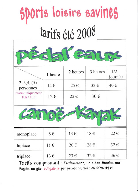 tarifs 2009 ACTIVITES NAUTIQUES