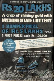 Old ad for Mysore state Lottery Published in Indian edition of the Reader's Digest