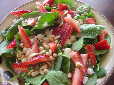 Strawberry, Pinenuts and Feta Salad with a zesty Lemon Dressing