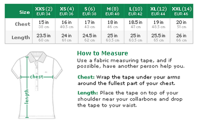 Lacoste T Shirt Size Chart
