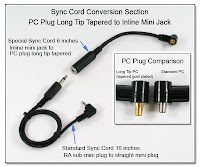 SC1036: Sync Cord Conversion Section - PC Plug Long Tip Tapered to Inline Mini Jack