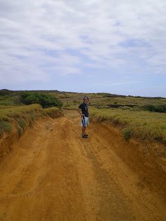 Walking along a dirt road on the Big Island of Hawaii