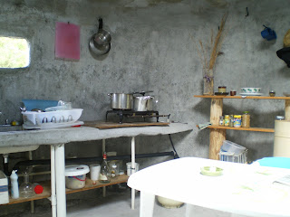our modest kitchen in our Pahoa yurt
