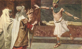 Pharaoh commands Moses to leave Egypt - by James Tissot