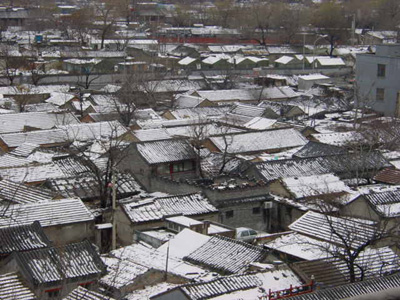 The view of neigorhood hutong rooftops from the Bell Tower, Beijing