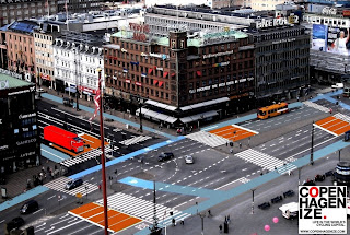 Copenhagen City Hall Square with new stop lines and bike lanes