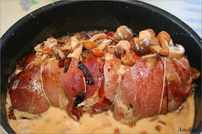 recettes plats Filet Mignon de Porc en enveloppe de jambon fumé et champignons